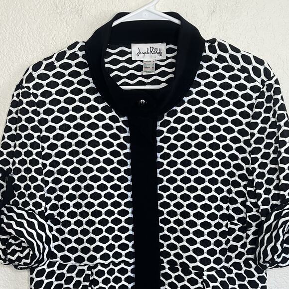 Joseph Ribkoff Size 14 White And Black Textured Jacket Lagenlook Art To Wear Af4 - Picture 6 of 9